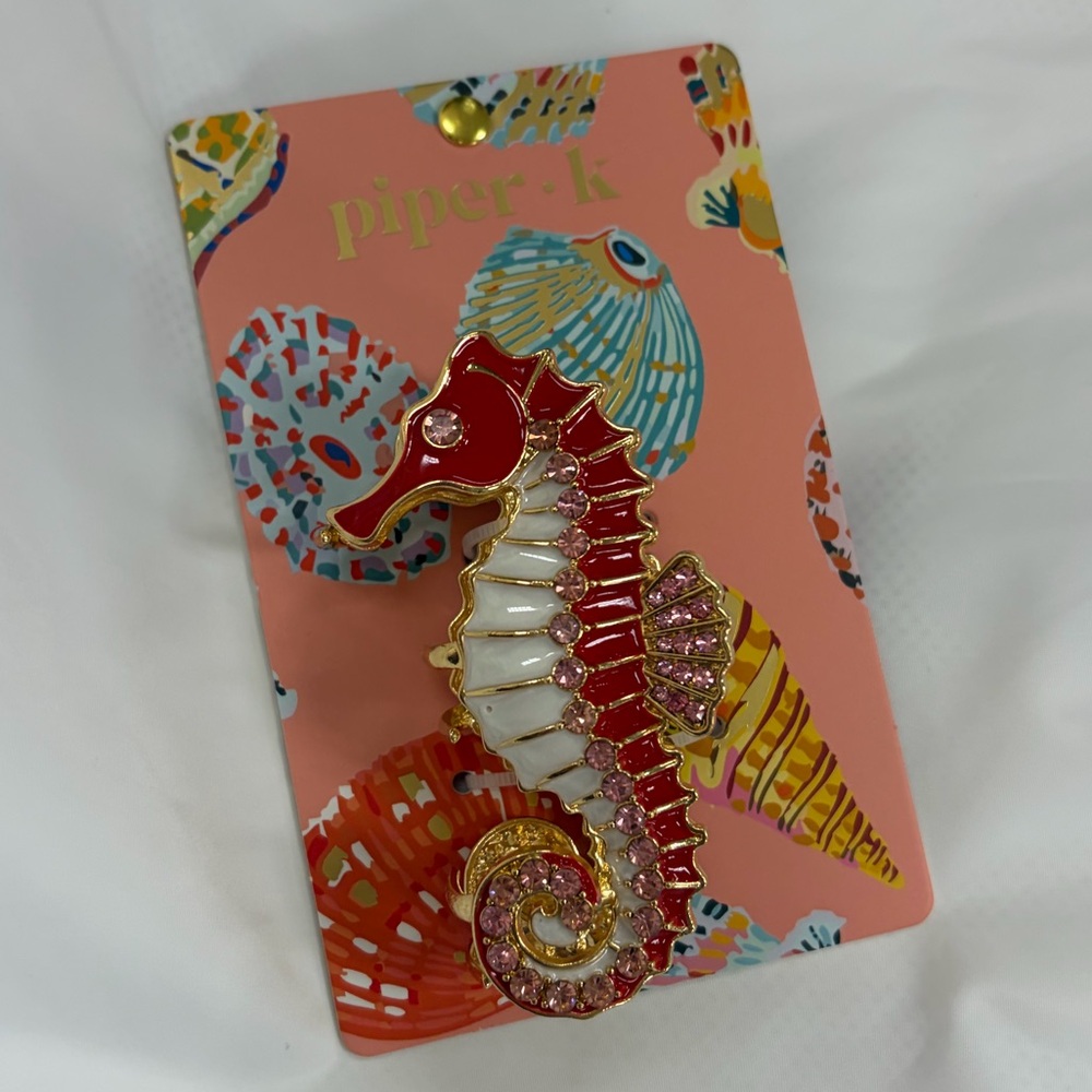 NWT ⚜️♥️⚜️ Piper K Charming Seahorse Metal Hair Claw Clip - Picture 3 of 8